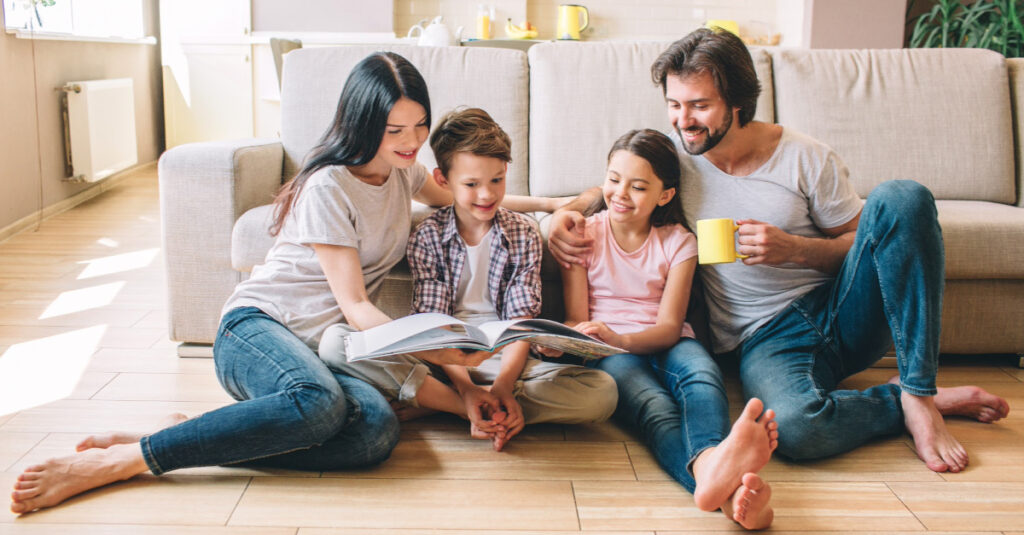 homeschool family reading together